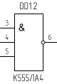 Микросхема К555ЛА4, УГО