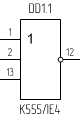 Микросхема К555ЛЕ4, условное обозначение