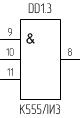 Микросхема К555ЛИ3, цоколевка
