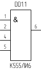Микросхема К555ЛИ6, условное обозначение