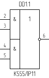 Микросхема К555ЛР11, условное обозначение