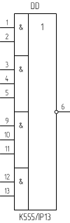 Микросхема К555ЛР13, условное обозначение