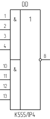 Микросхема К555ЛР4, условное обозначение