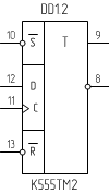 Микросхема К555ТМ2, цоколевка