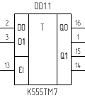 Микросхема К555ТМ7, условное обозначение