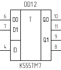 Микросхема К555ТМ7, цоколевка