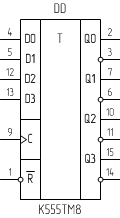 Микросхема К555ТМ8, условное обозначение