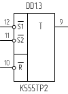 Микросхема К555ТР2, цоколевка