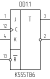 Микросхема К555ТВ6, условное обозначение