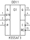 Микросхема К555АГ3, условное обозначение