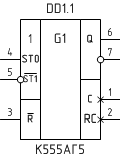 Микросхема К555АГ5, условное обозначение