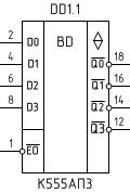 Микросхема К555АП3, условное обозначение