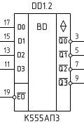 Микросхема К555АП3, цоколевка