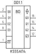 Микросхема К555АП4, условное обозначение