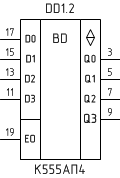 Микросхема К555АП4, цоколевка