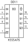 Микросхема К555АП5, условное обозначение