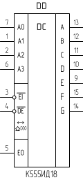 Микросхема К555ИД18, условное обозначение