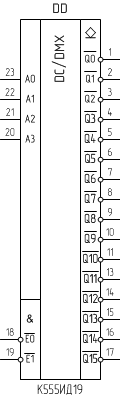 Микросхема К555ИД19, условное обозначение