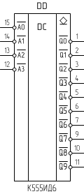 Микросхема К555ИД6, условное обозначение