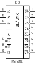 Микросхема К555ИД7, условное обозначение