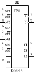 Микросхема К555ИП4, условное обозначение