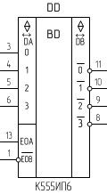 Микросхема К555ИП6, условное обозначение