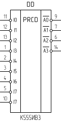 Микросхема К555ИВ3, условное обозначение