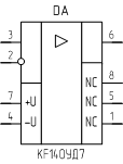 Микросхема КF140УД7, обозначение на схеме