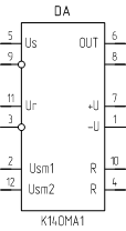 Микросхема К140МА1, обозначение на схеме