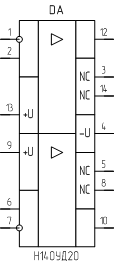 Микросхема Н140УД20, обозначение на схеме