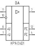 Микросхема КP140УД1, обозначение на схеме