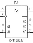 Микросхема КP140УД12, обозначение на схеме