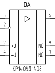 Микросхема КР140УД1408, обозначение на схеме