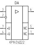Микросхема КP140УД22, обозначение на схеме