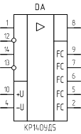Микросхема КP140УД5, обозначение на схеме
