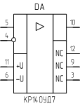 Микросхема КP140УД7, обозначение на схеме