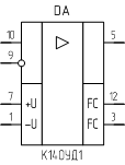 Микросхема К140УД1, обозначение на схеме