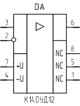 Микросхема К140УД12, обозначение на схеме