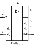 Микросхема К140УД13, обозначение на схеме
