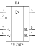 Микросхема К140УД14, обозначение на схеме
