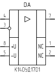 Микросхема К140УД1701, обозначение на схеме