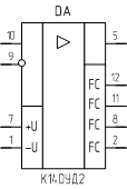 Микросхема К140УД2, обозначение на схеме