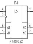 Микросхема К140УД22, обозначение на схеме
