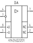 Микросхема К140УД2201, обозначение на схеме