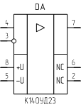 Микросхема К140УД23, обозначение на схеме