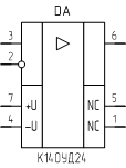 Микросхема К140УД24, обозначение на схеме