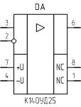 Микросхема К140УД25, обозначение на схеме