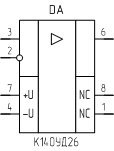 Микросхема К140УД26, обозначение на схеме