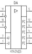 Микросхема К140УД5, обозначение на схеме