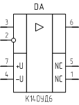 Микросхема К140УД6, обозначение на схеме